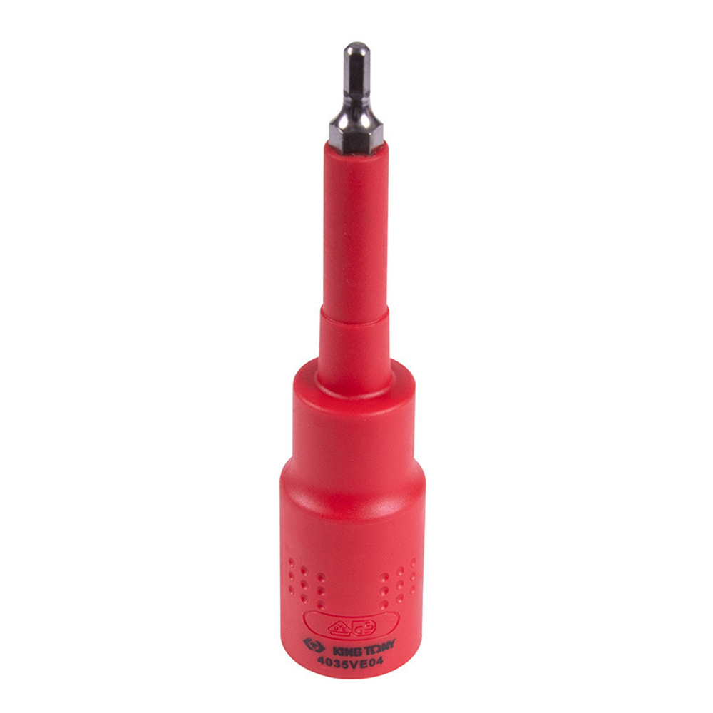 KING TONY (4035VE04) Насадка (бита) торцевая диэлектрическая 1/2", HEX, 4 мм, L = 120 мм