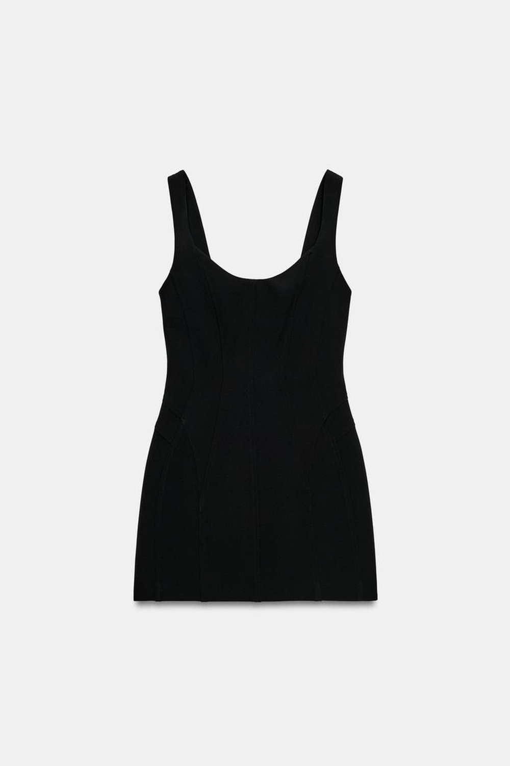 ZARA МИНИ-ПЛАТЬЕ С ОБЪЕМНЫМИ ШВАМИ, ЧЕРНЫЙ