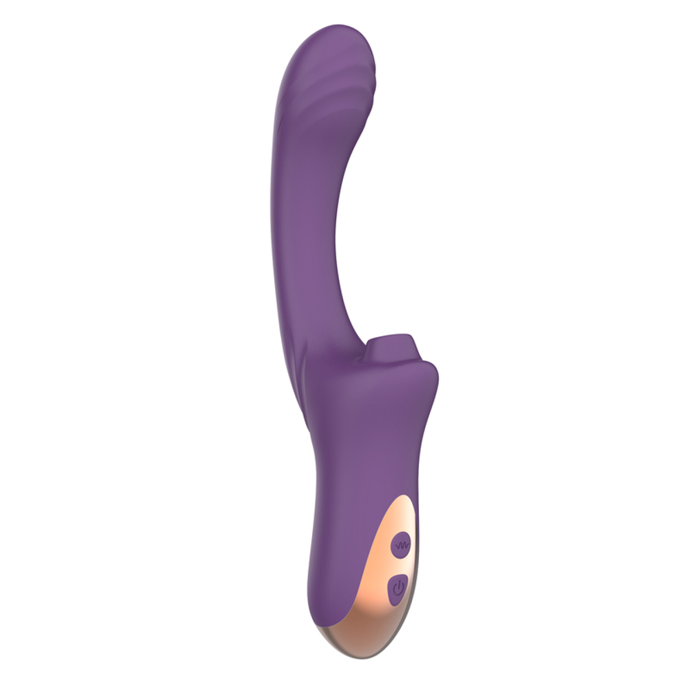Фиолетовый вагинально-клиторальный вибратор с вакуумной стимуляцией Secwell Suction Vibrator Magic Wand G-Spot and Clitoris SW3044 Purple
