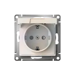 Розетка с крышкой Systeme Electric AtlasDesign Жемчуг, самозажимные клеммы ATN000446S