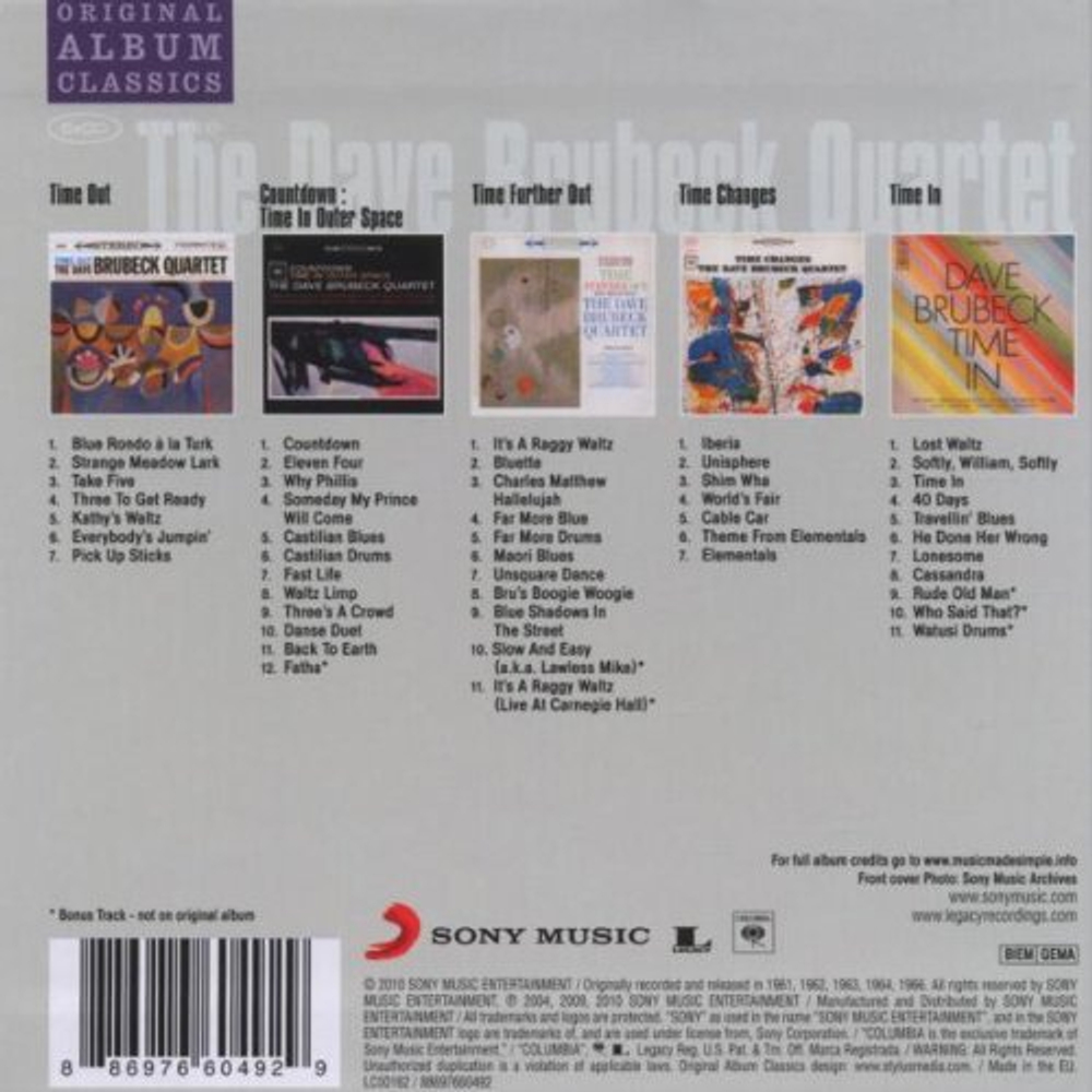 The Dave Brubeck Quartet / Original Album Classics (5CD)
