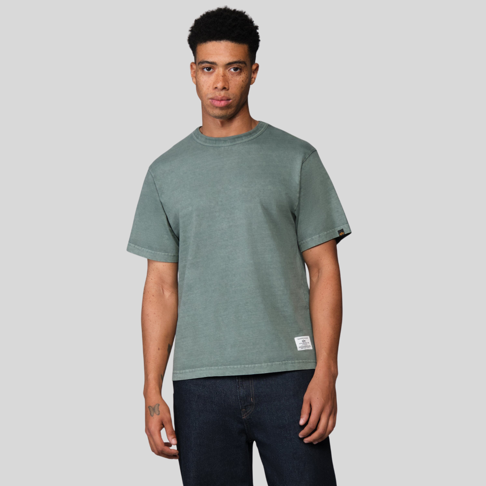 Футболка Alpha Industries Essential Relaxed Fit Tee Battlewash Deep Forest (Тёмно-зелёный)