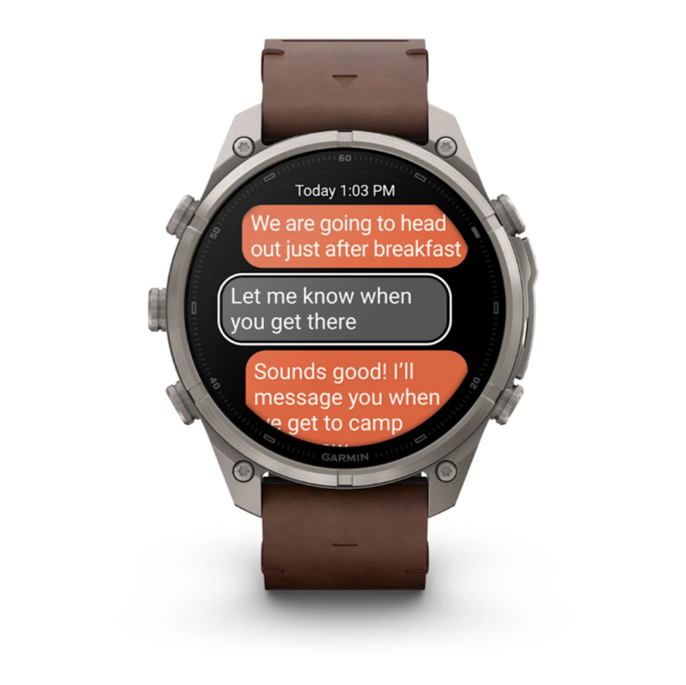 Garmin Fenix 9 Pro — 47 мм AMOLED Titanium Walnut Leather Band