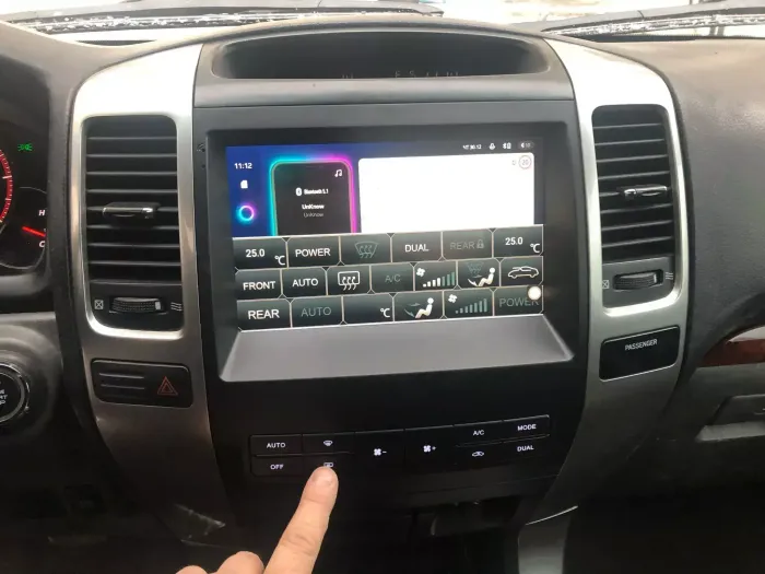 Магнитола для Lexus GX470 J120, Toyota Land Cruiser Prado 120 (климат на большом экране) - Parafar PF456T1LUX2RN2K на Android 13, Быстрая, QLED+2K, CarPlay, 4G SIM-слот