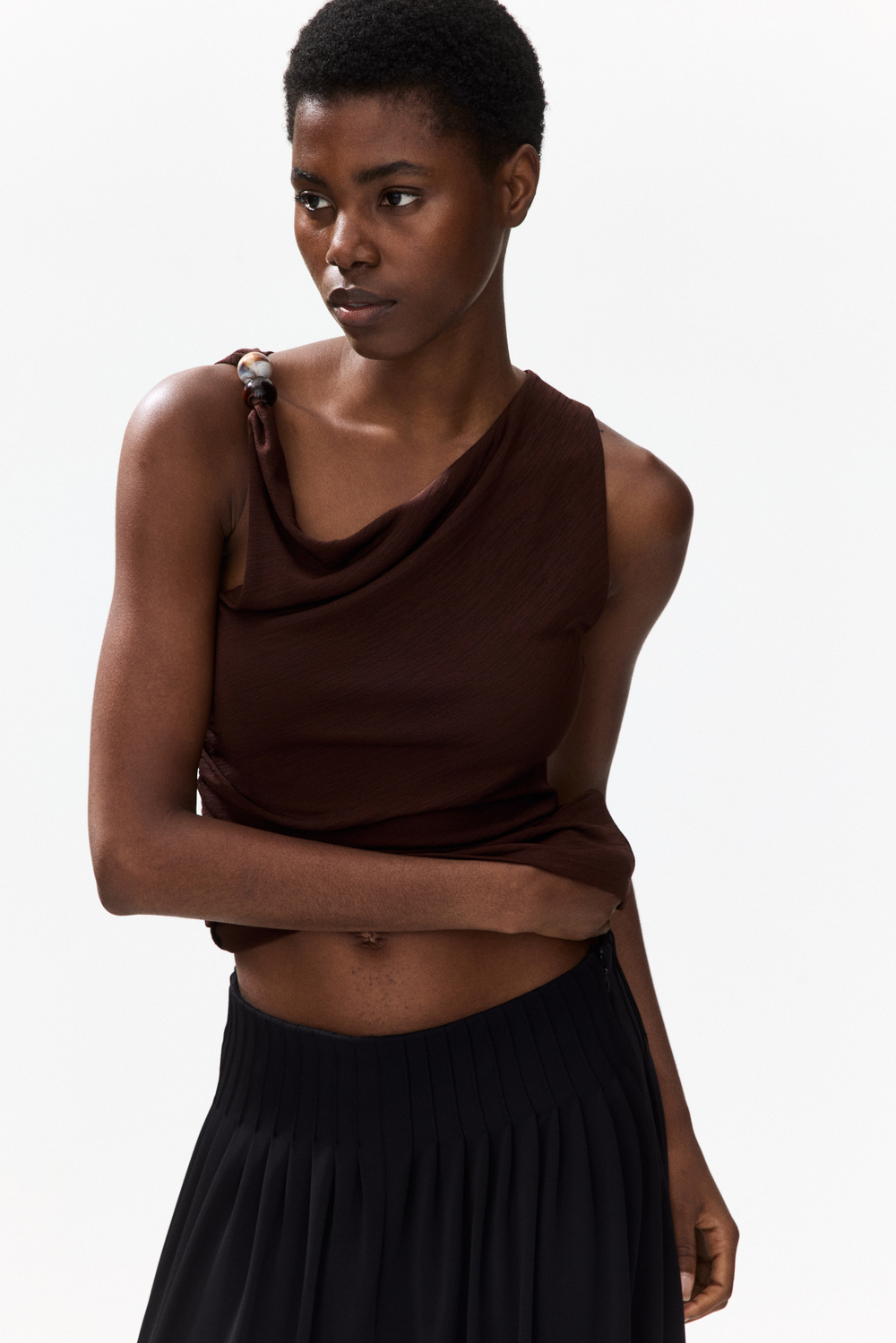 Топ с бусинами и драпировкой - H&M