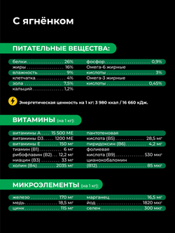 Quattro корм для взрослых собак породы Ризеншнауцер, с ягненком, 12 кг, QUATTRO