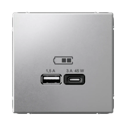 ARTGALLERY USB РОЗЕТКА A + тип-C 45Вт высокоскор.заряд. QC, PD, механизм, АЛЮМИНИЙ