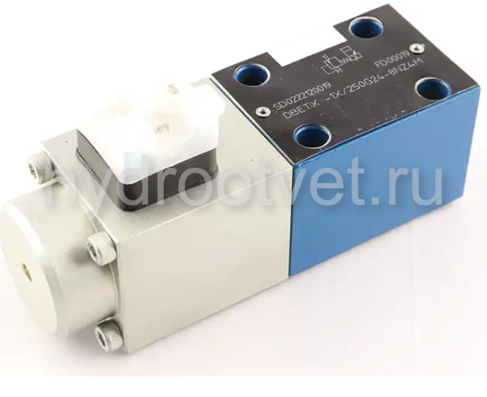 DBETX–1X/315G24–8NZ4M - Пропорциональный предохранительный клапан (расход до 1 л/мин), давление регулировки до 315 бар, сила тока на катушке 0.8 A max