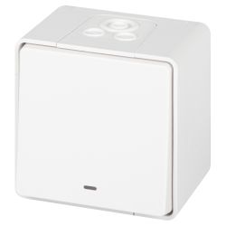 Переключатель ЭРА Эксперт 11-1507-01 с подсветкой IP55 10АХ-250В ОУ белый | Эра Эксперт