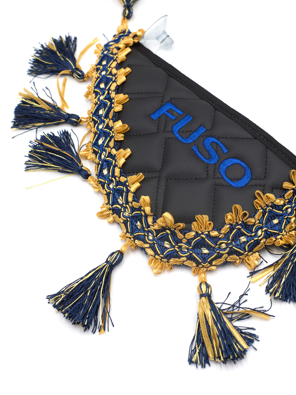 Вымпел тройной Fuso (экокожа, черный с синими кисточками)