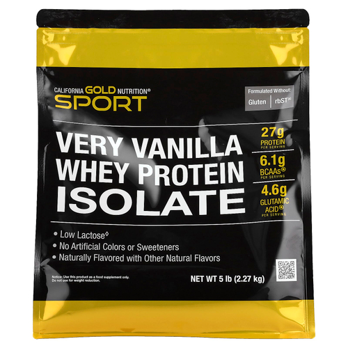 California Gold Nutrition, изолят сывороточного протеина, с ванильным вкусом, 2,27 кг (5 фунтов)