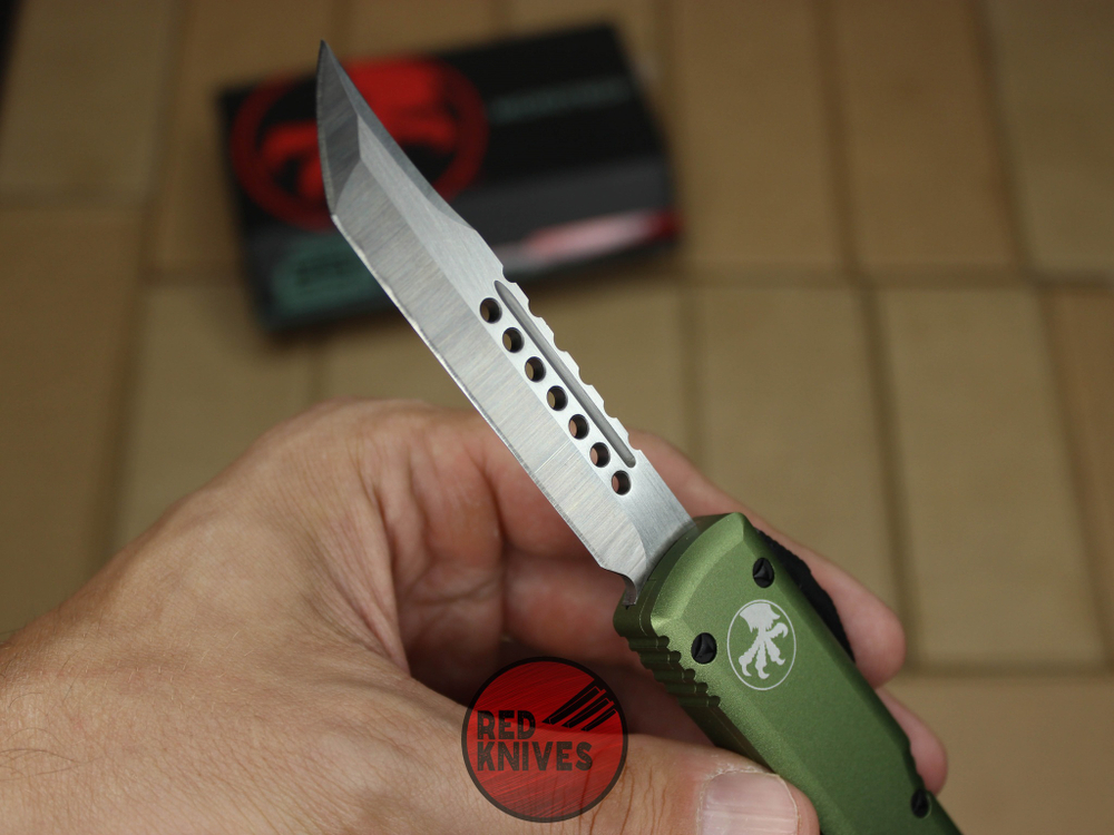 Нож Microtech Ultratech Helhound H/E - зеленая рукоять, сатин клинок + запчасти RK-360