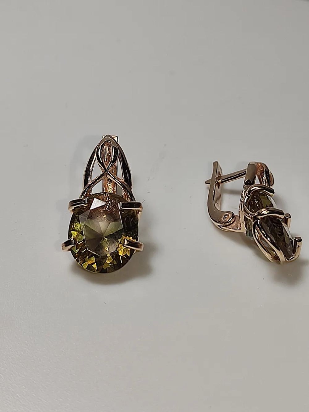 Серьги серебро 925 пробы c султанитом синтетическим