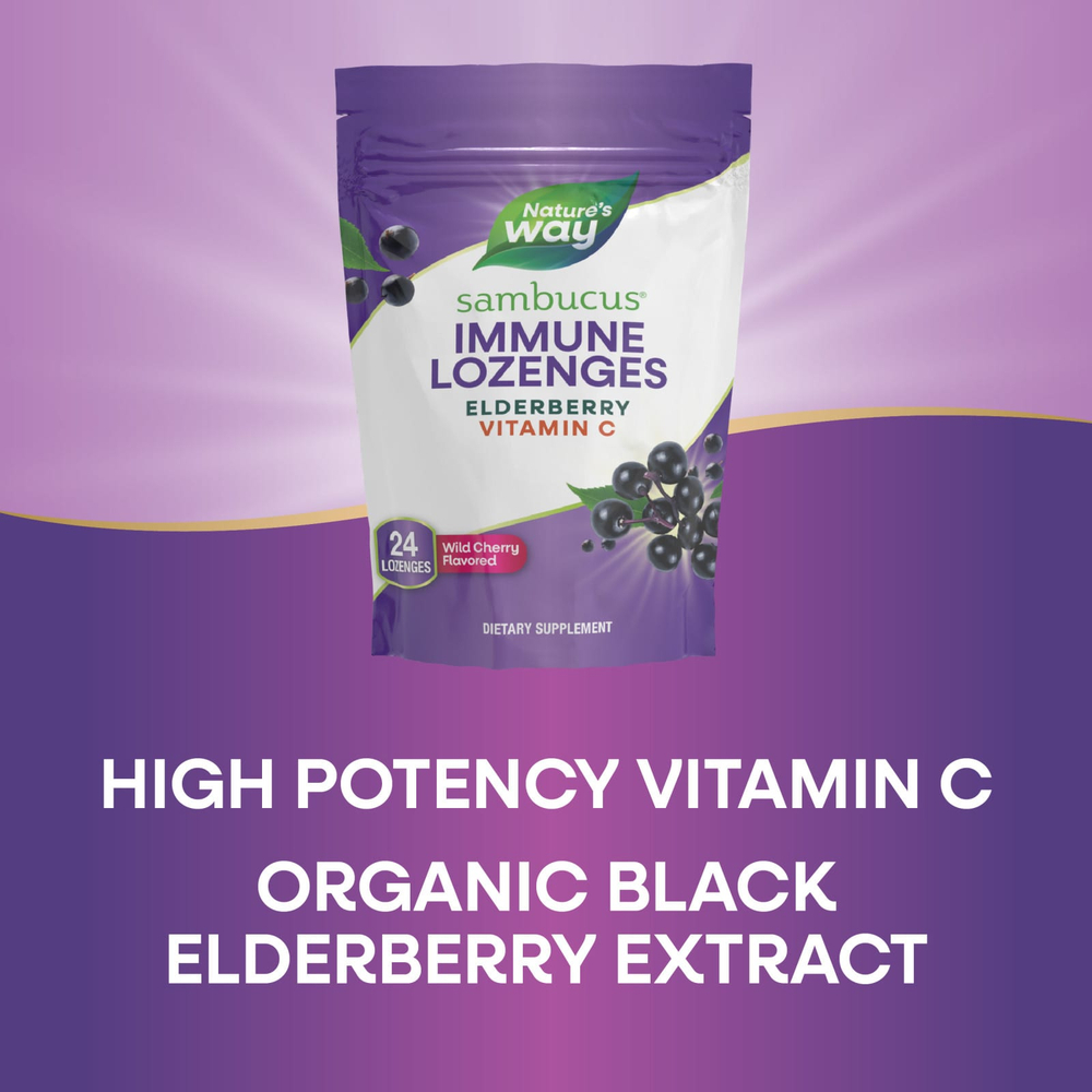 Nature's Way, Sambucus®, пастилки для укрепления иммунитета, бузина, витамин C и дикая вишня, 24 пастилки