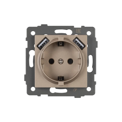 Механизм розетки с USB зарядкой SCT-MUAA-PL-GD-V (250V, 16A) (Arlight, -)
