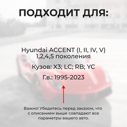 Ремкомплект ограничителей дверей Hyundai ACCENT (I, II, IV, V) X3; LC; RB; YC (2 двери, тип 10) 1995-2023