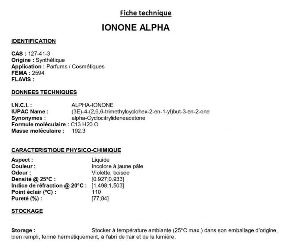 IONONE ALPHA 10% / ИОНОН АЛФА CAS 127-41-3