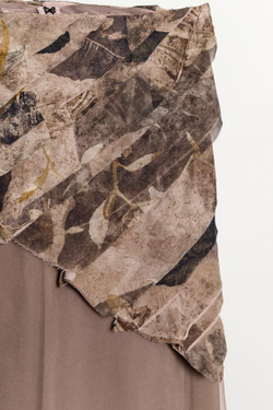 ZARA КОМБИНИРОВАННАЯ ЮБКА МИДИ С ВОЛАНАМИ ZW COLLECTION, ЦВЕТ МАЛЬВЫ