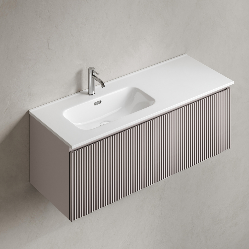 Тумба подвесная SANCOS Сноб Р 1.0 (Snob R 1.0) 1195х445х406, c одним ящиком оснащенным доводчиками, Пыльная роза (Doha Soft), арт.SNR1.0120LSM