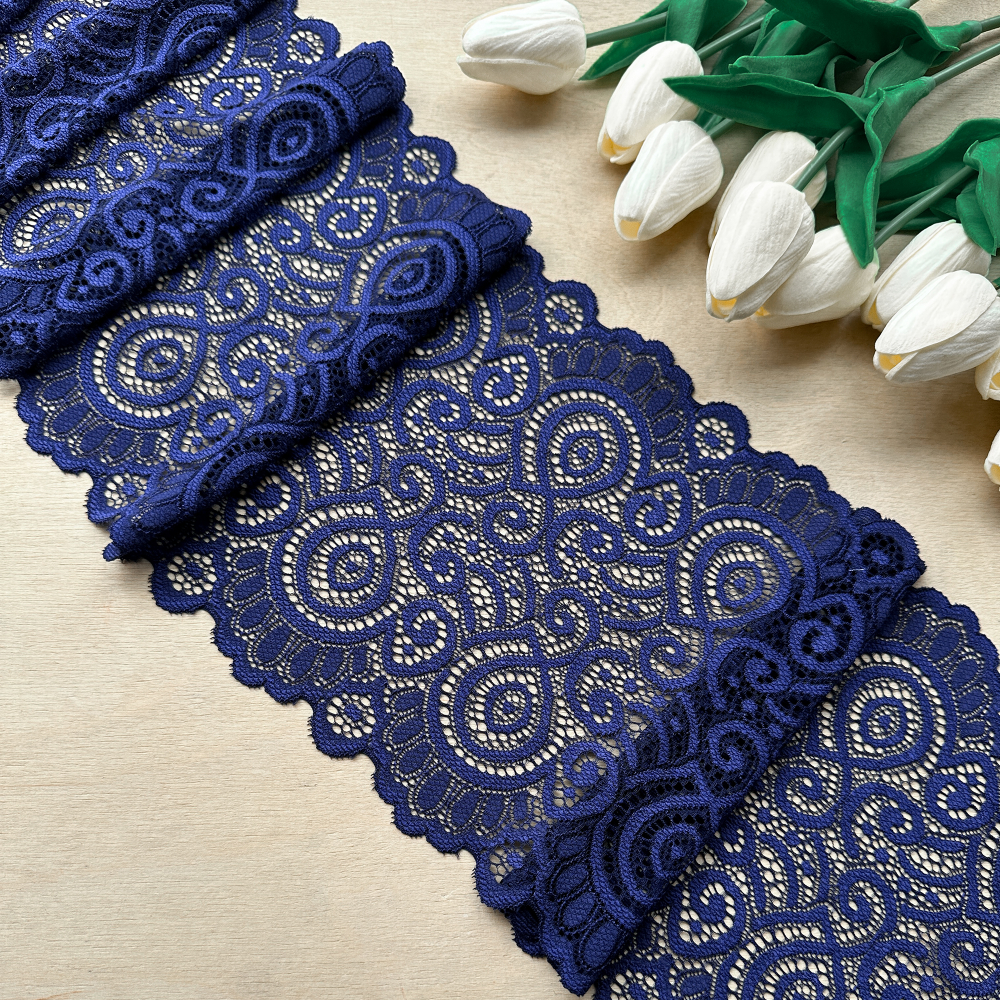 Широкое кружево эластичное 18см, Синий (lace/magn/180)