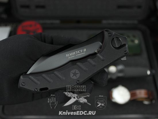 Складной нож НОКС Мангуст-2 336-708406 (Black Red) c клинком из стали D2, рукоять G10