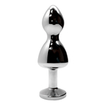 Металлическая анальная втулка 9,4см с синим кристаллом Cnex Wooomy Lollypop Double Ball Metal Plug Blue M