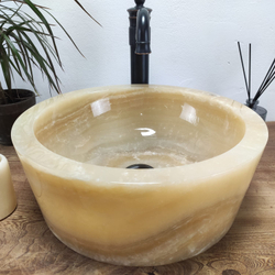 Раковина из оникса Drum Yellow Small DO-60971 40x40x16 из натурального камня