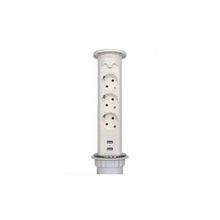 Блок розеток 105W (3 EURO + 2 USB-A) с влагозащитой, Ø 60 мм, Белый