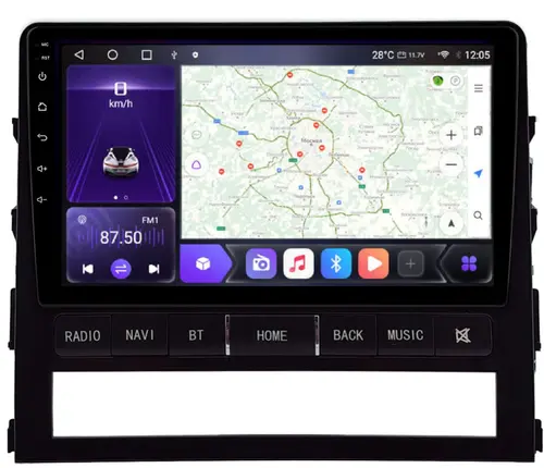 Магнитола для Toyota Land Cruiser 200 2015-2021 (без JBL) - Kuberg HP-9618 (рамка с кнопками) Android 12, Быстрая, CarPlay, 4G SIM-слот