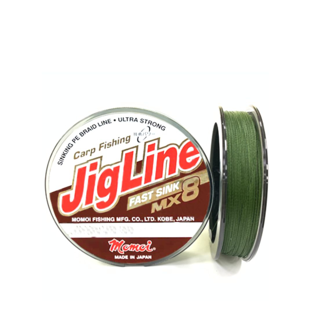 Плетеный шнур для рыбалки Momoi JigLine FAST SINK 0,18 мм, 12,0 кг, 100 м, хаки