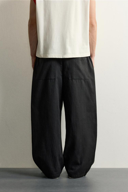 ZARA БРЮКИ BALLOON FIT С БОКОВЫМИ ЗАЩИПАМИ, ПОЛОСКИ