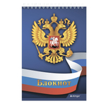 Блокнот А5, гребень, Alingar, мелованный картон, ассорти, 48 л., клетка, "Символика РФ"