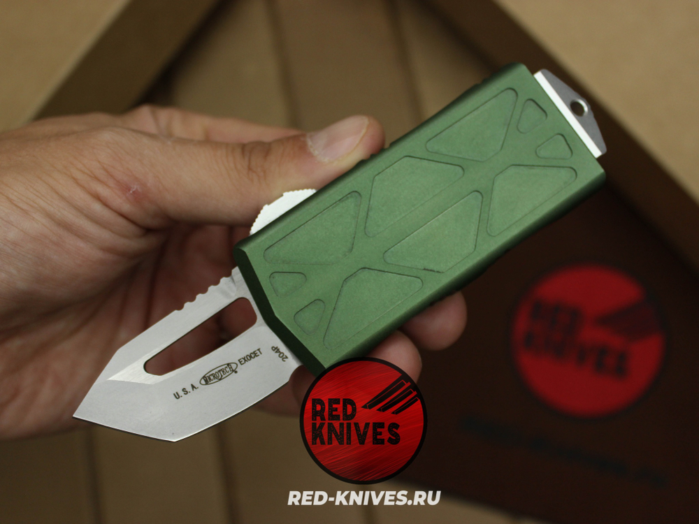 Нож Microtech Exocet T/E - танто клинок, зеленая рукоять RK/Н31