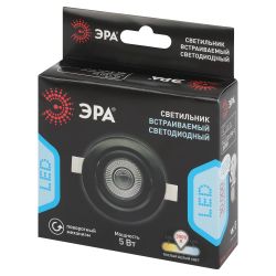 Светильник светодиодный встраиваемый ЭРА KL LED 25A-5 3K BK 5Вт 3000К круглый поворотный черный | Встраиваемые LED светильники