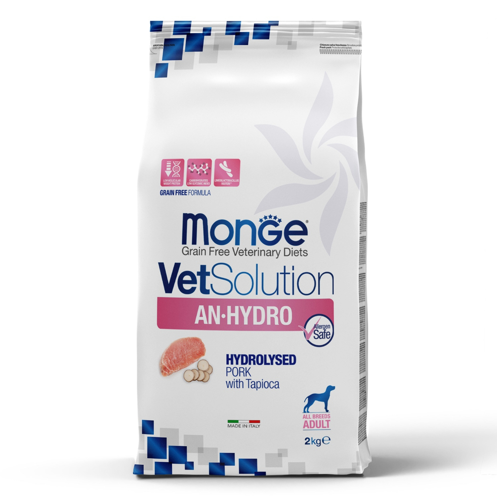 Monge VetSolution Dog An-Hydro сухой диета д/собак гидролизованная свинина с тапиокой, 2 кг