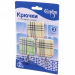 Крючки в наборе 3шт на липком слое «ИДЕЯДОМА», форма квадрат, принт клеточка, нагрузка 2кг