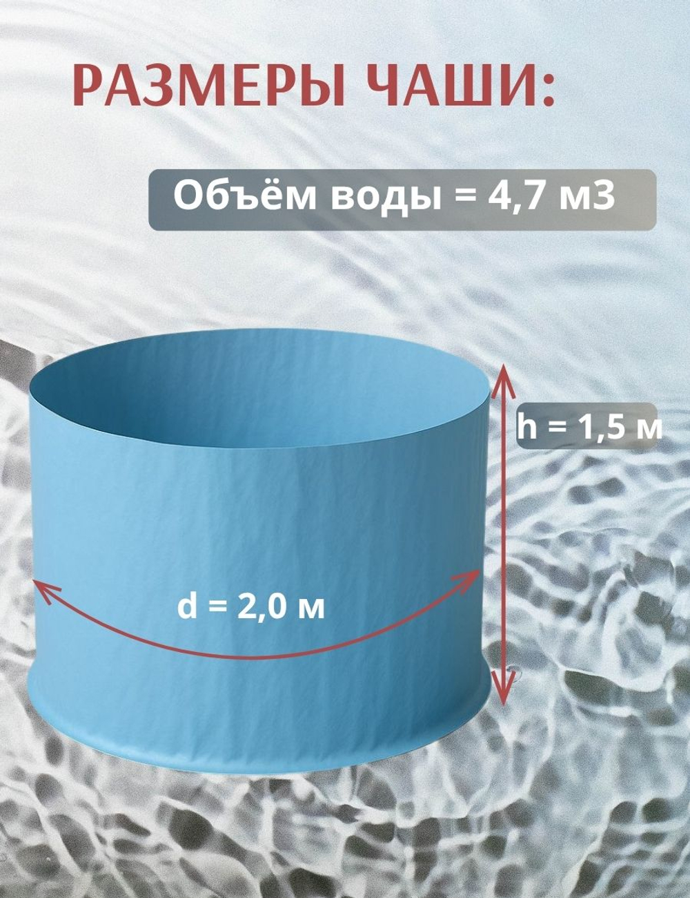 Купель пластиковая разборная 2,0 х 1,5 м.