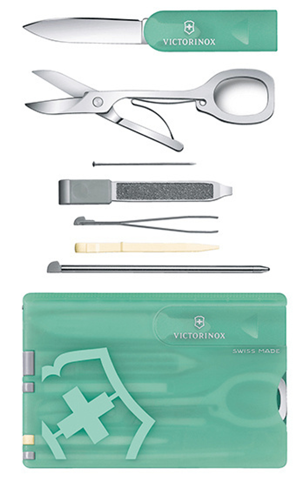 Швейцарская карта Victorinox SwissCard Classic Fresh Energy  (0.7145.T) бирюзовый полупрозрачный коробка подарочная