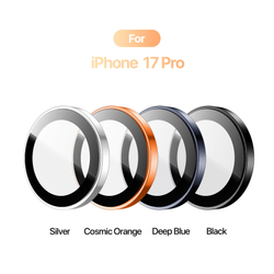 Защитное стекло на объективы камеры для iPhone 17 Pro и 17 Pro Max, серия HAWK Series от Dux Ducis, рамки из алюминия черного цвета