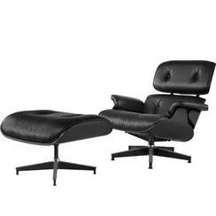 Кресло с оттоманкой Eames Lounge Total Black Limited Edition