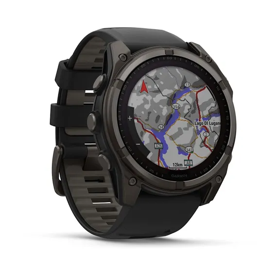 Fenix 8 - 51 мм, Solar, Sapphire (титановый угольно-серый с DLC-покрытием и черным ремешком)