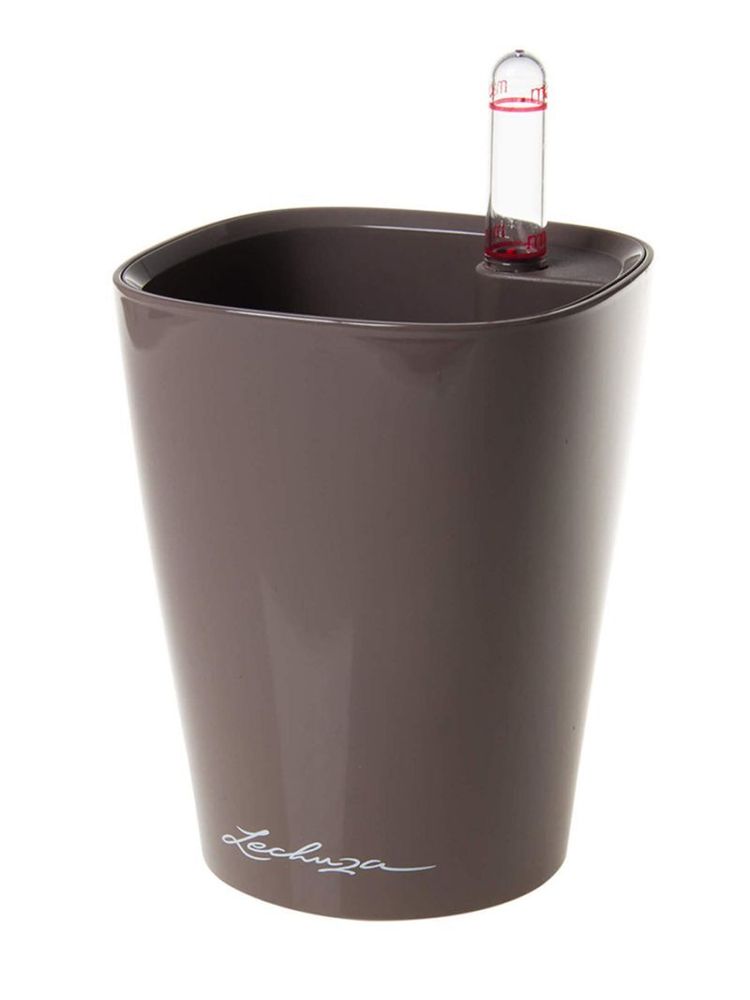 Кашпо Lechuza "Mini Deltini Complete taupe high gloss" (пластик), 10xH13 см