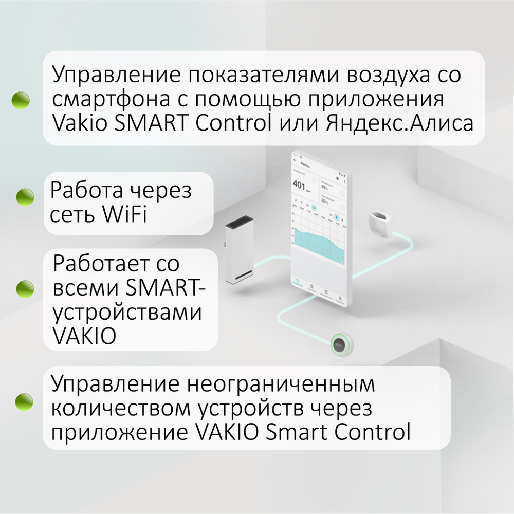 Прибор вентиляционный VAKIO WINDOW SMART WHITE, белый