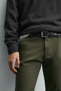 ZARA БРЮКИ ЧИНОС SKINNY FIT, ЗЕЛЕНЫЙ