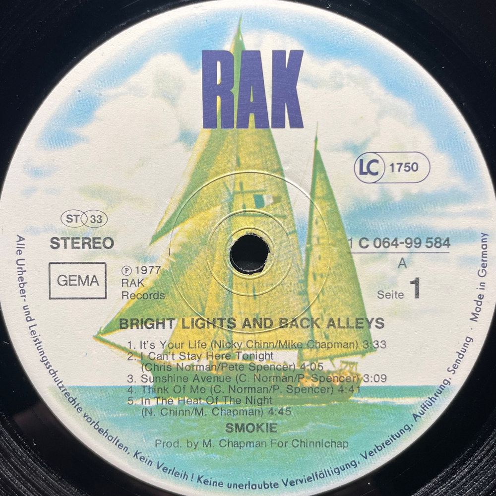 Smokie - Bright Lights & Back Alleys (Германия 1977г.)