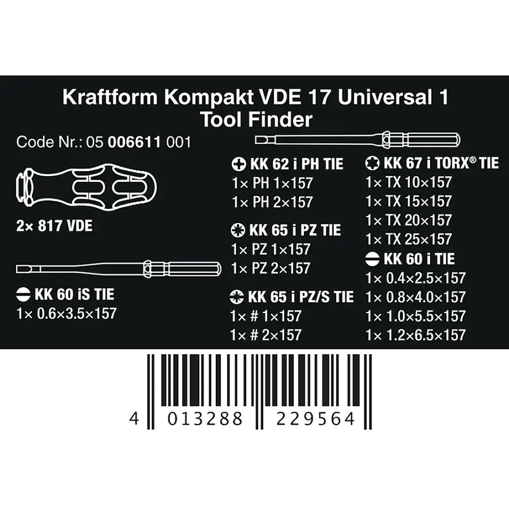 Набор Kraftform Kompakt VDE 17 Universal 1 WERA 05006611001