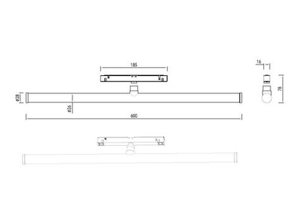 Светильник Tuba для SPACE-Track system 16Вт, D25xL600xH80 мм, 1280Лм, 120°, 4000К, диммируемый, Ra >90, черный