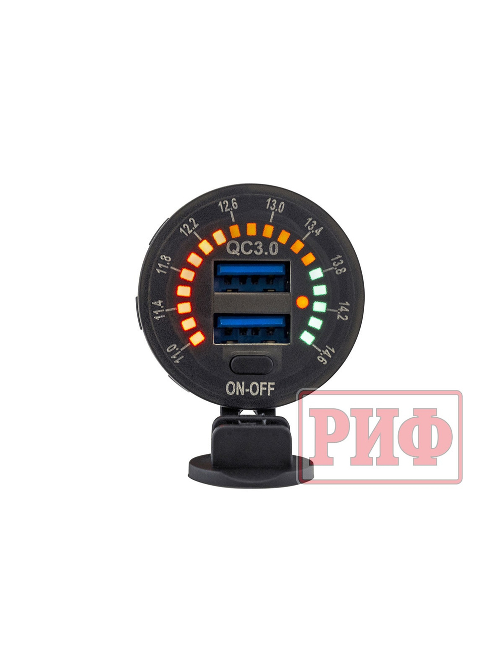 Розетка USB 2 QC 3.0 с вольтметром