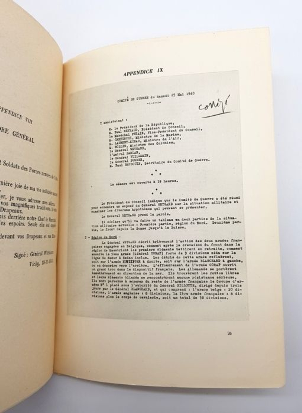"Memoires Rappele au service."  General Weygand