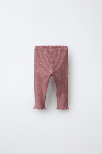 ZARA ЛЕГИНСЫ С ФАКТУРНЫМ ПРИНТОМ В СЕРДЕЧКО, ТЕМНО-РОЗОВЫЙ
